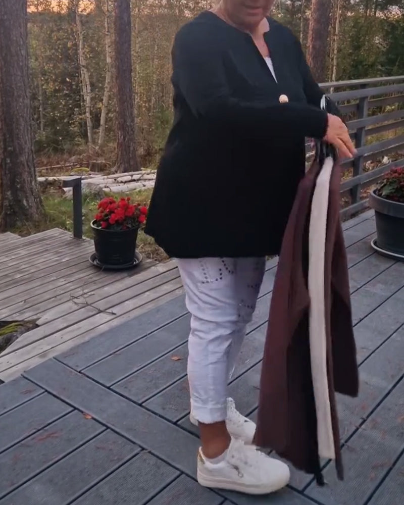 Gilet À Boutons Métalliques Manches Longues