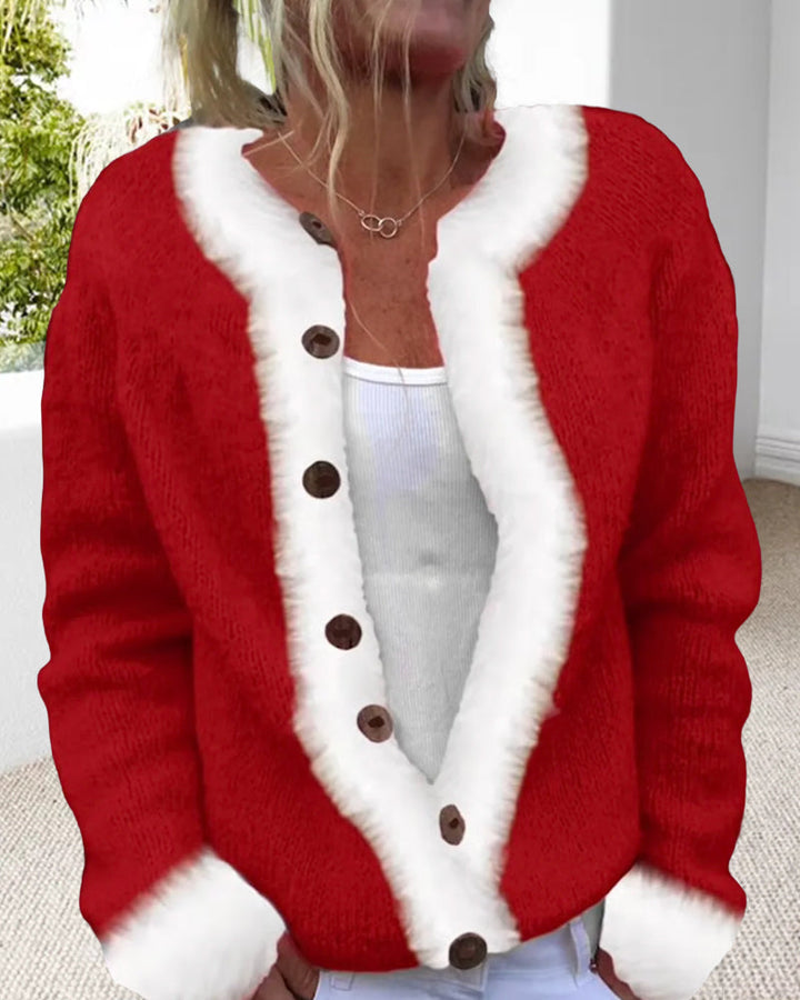 Cardigan Tendance À Manches Longues Avec Couleur Contrastante