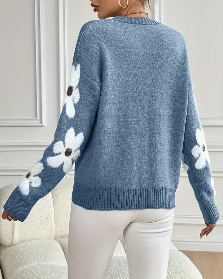 Pull En Peluche À Motif Floral