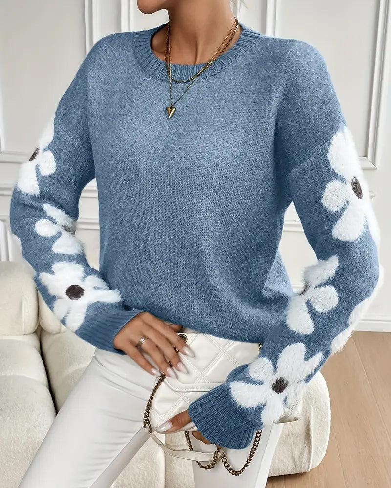 Pull En Peluche À Motif Floral