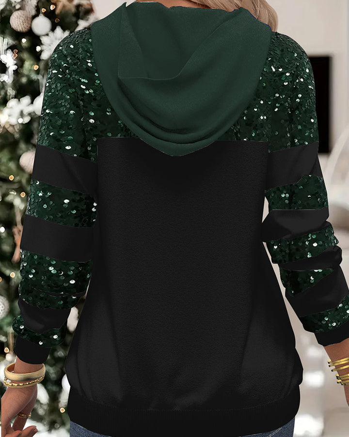 Sweat À Capuche Décontracté Avec Paillettes