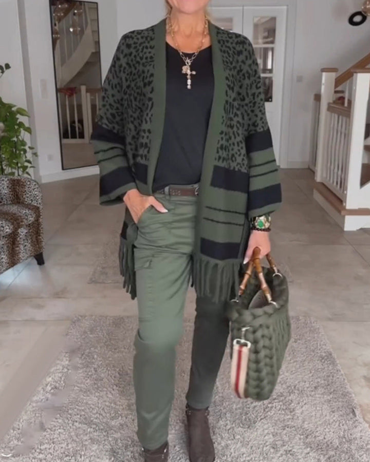 Cardigan à manches longues imprimé léopard