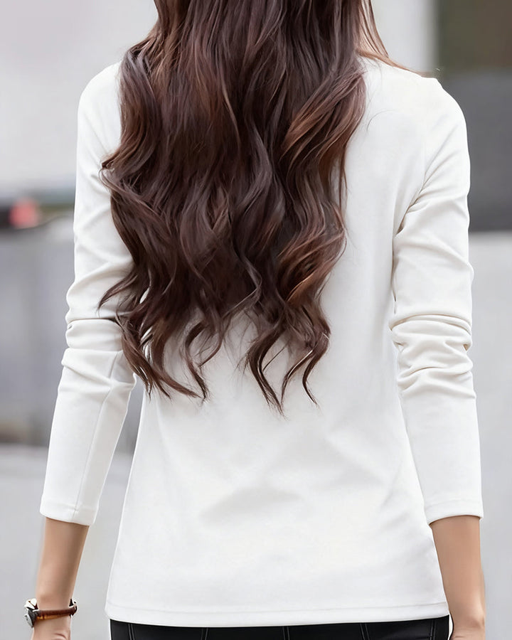 Haut Slim Fit Plissé Manches Longues