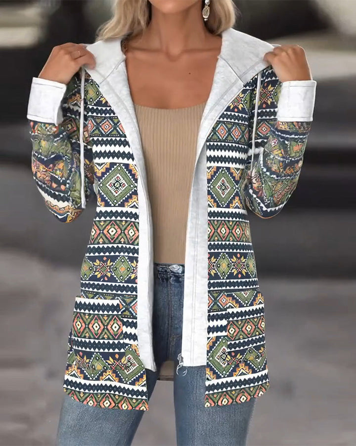 Manteau À Capuchon Casual Fermeture Éclair