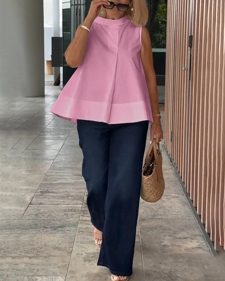 Blouse Sans Manches Unie Simple