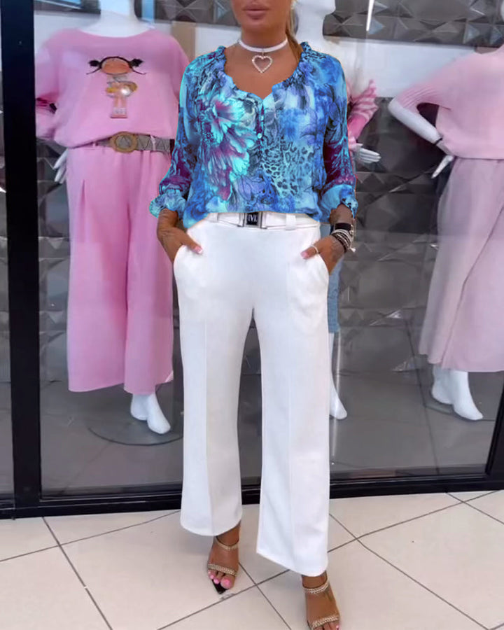 Chemisier Col V Imprimé Fleuri