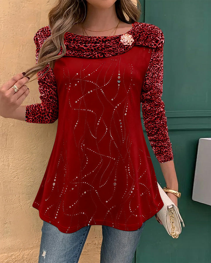 Haut À Manches Longues À Imprimé Léopard