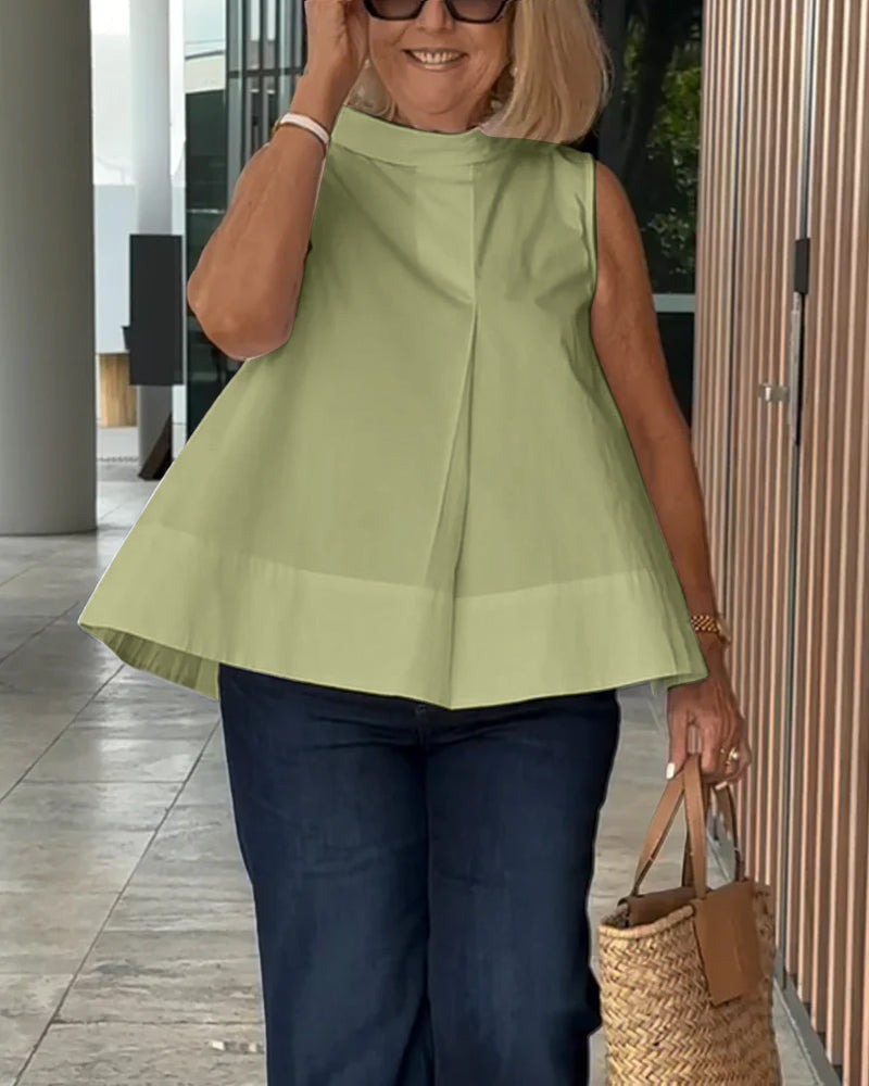 Blouse Sans Manches Unie Simple