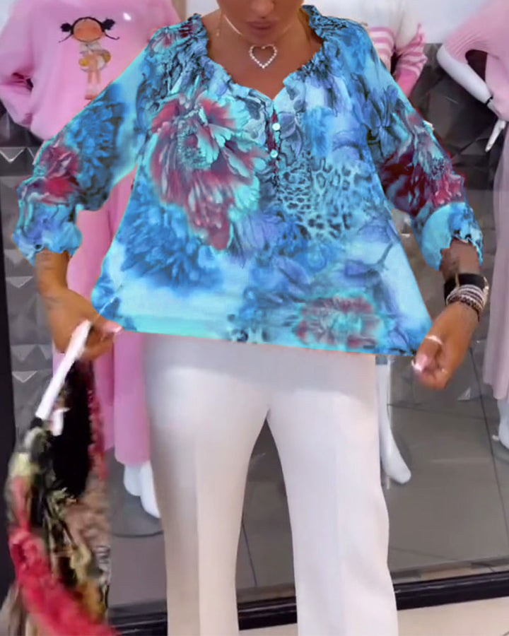 Chemisier Col V Imprimé Fleuri