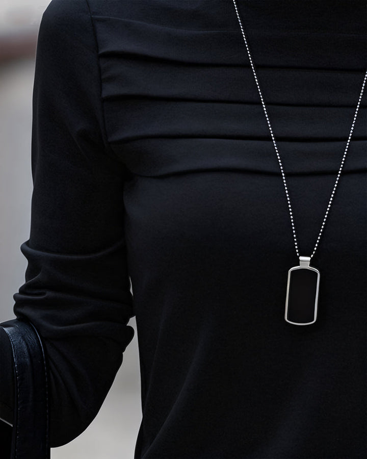 Haut Slim Fit Plissé Manches Longues