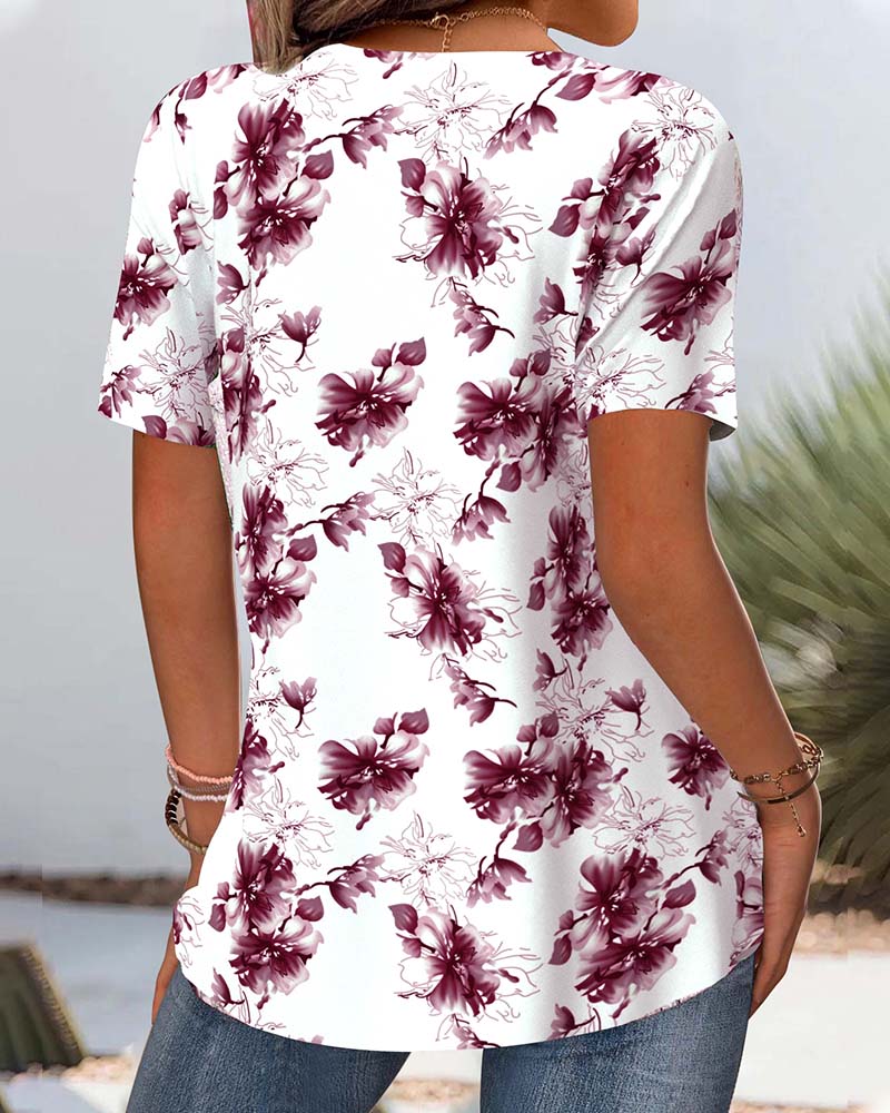 Blouse Imprimé Floral Manches Courtes