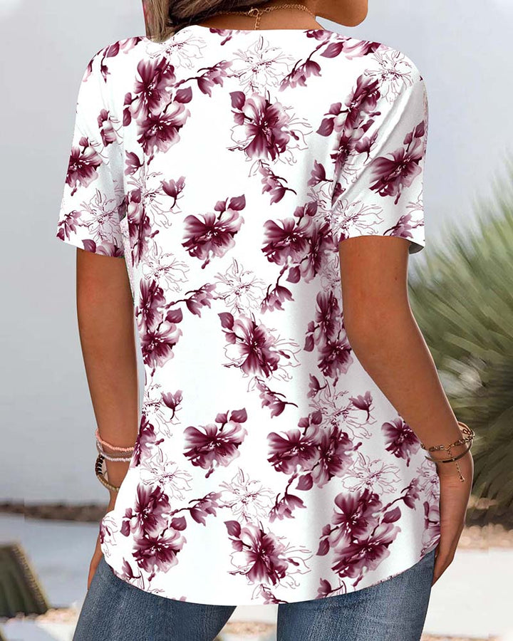 Blouse Imprimé Floral Manches Courtes