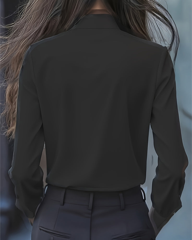 Chemisier À Manches Longues Avec Nœud Et Volants