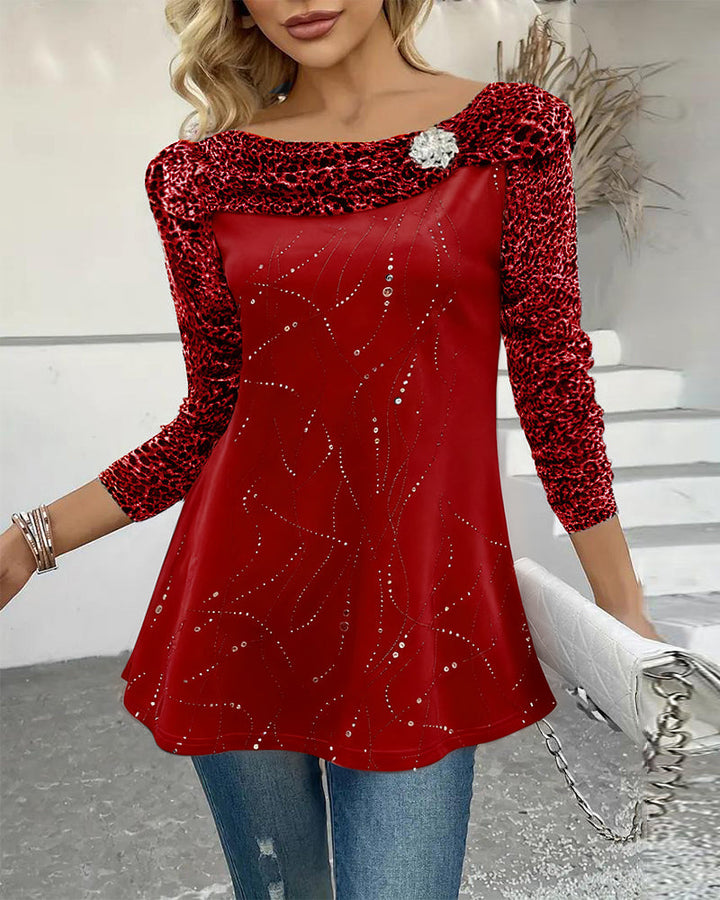 Haut À Manches Longues À Imprimé Léopard