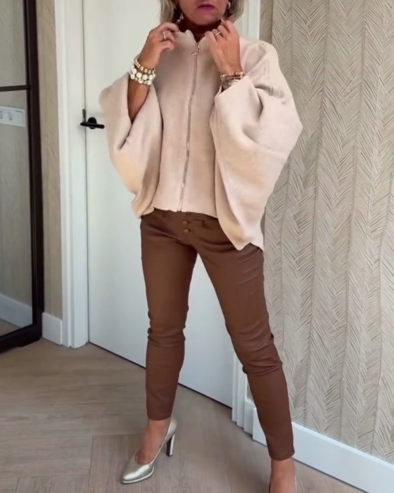 Gilet Col Montant Manches Chauve-Souris