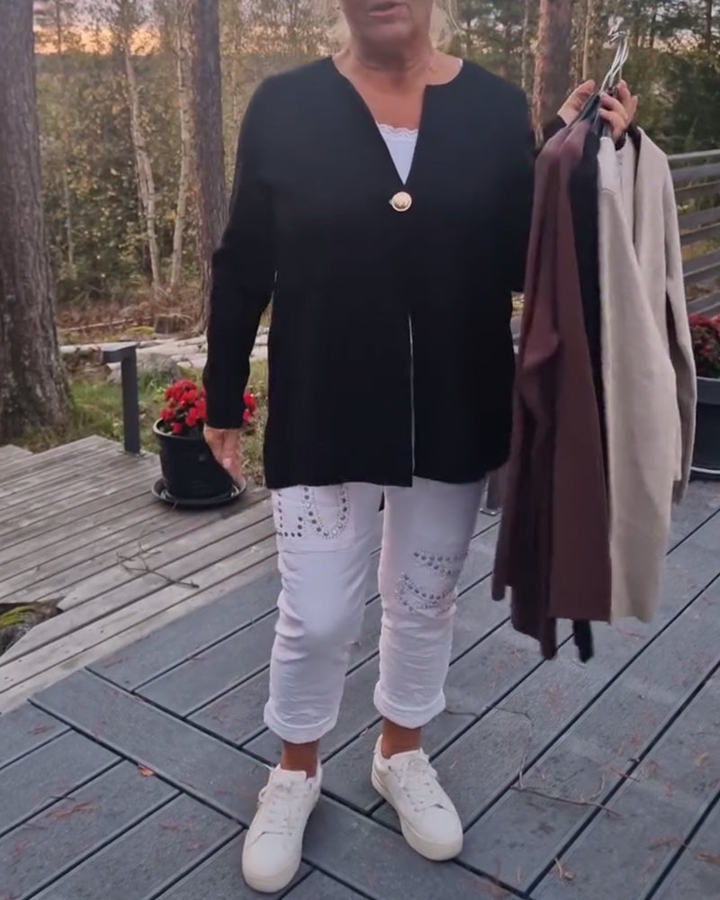 Gilet À Boutons Métalliques Manches Longues