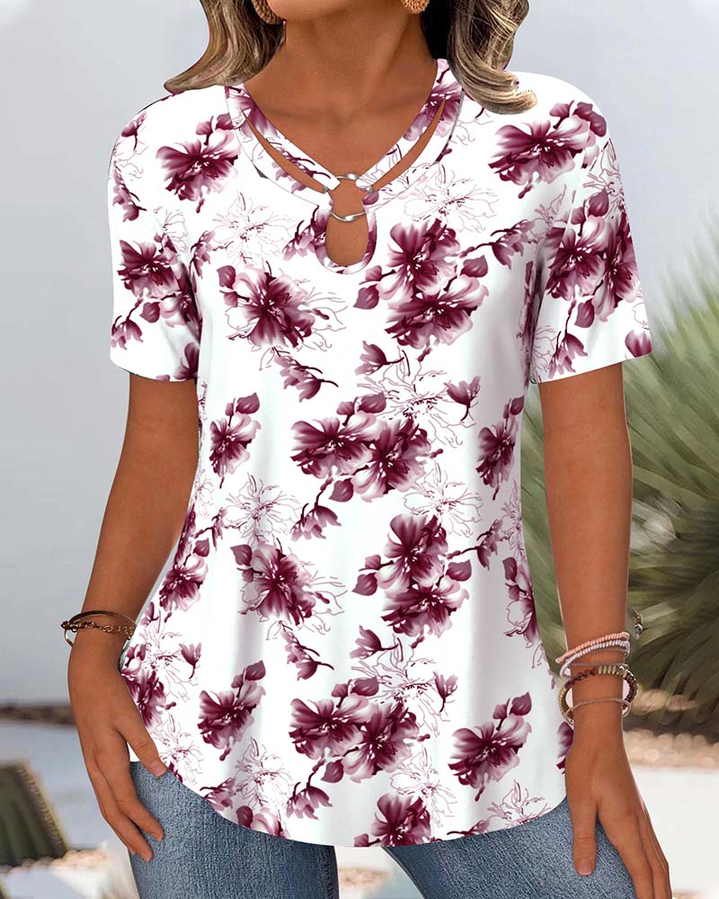Blouse Imprimé Floral Manches Courtes
