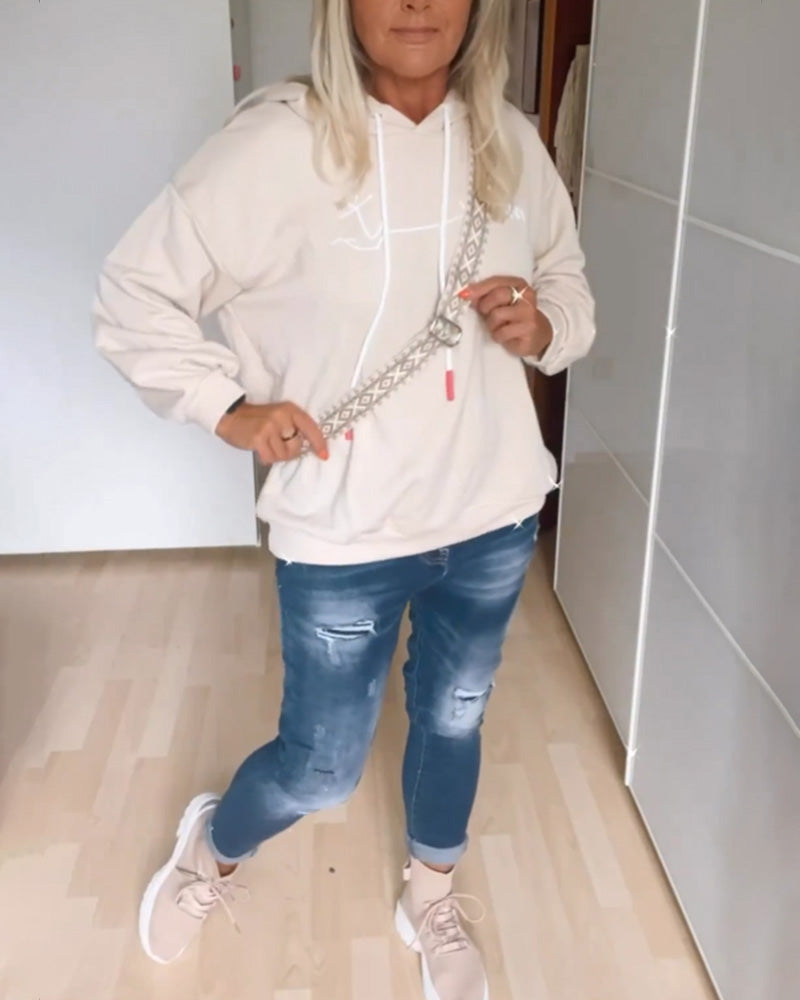 Sweats à capuche amples à imprimé ancre