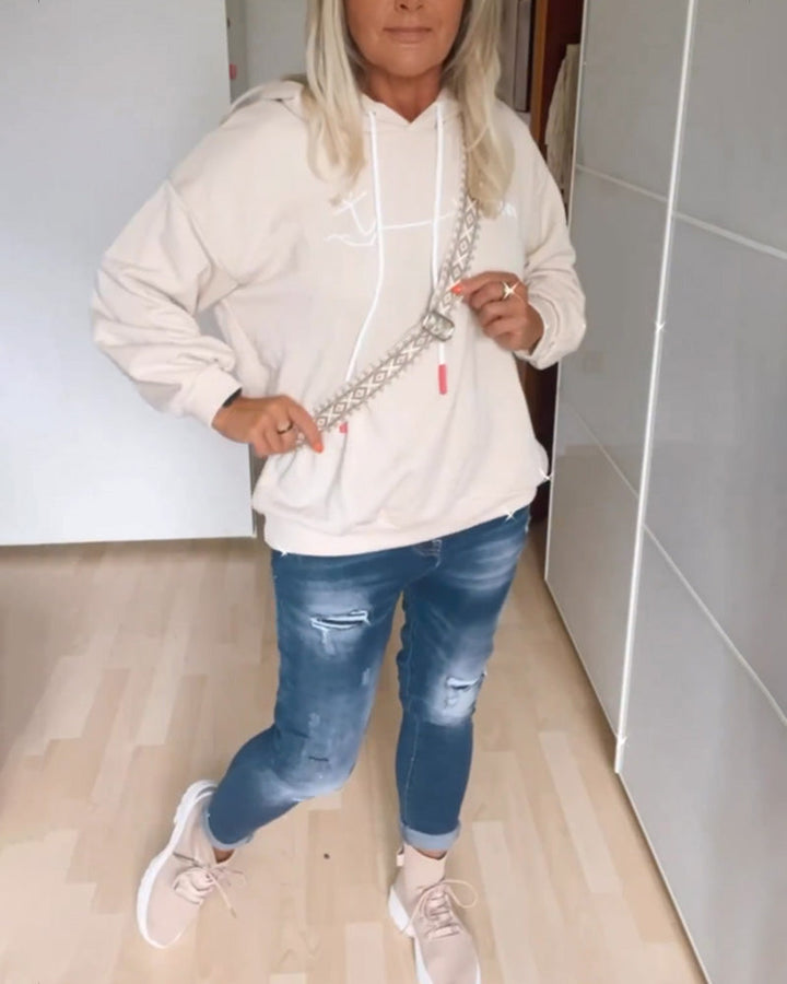 Sweats à capuche amples à imprimé ancre