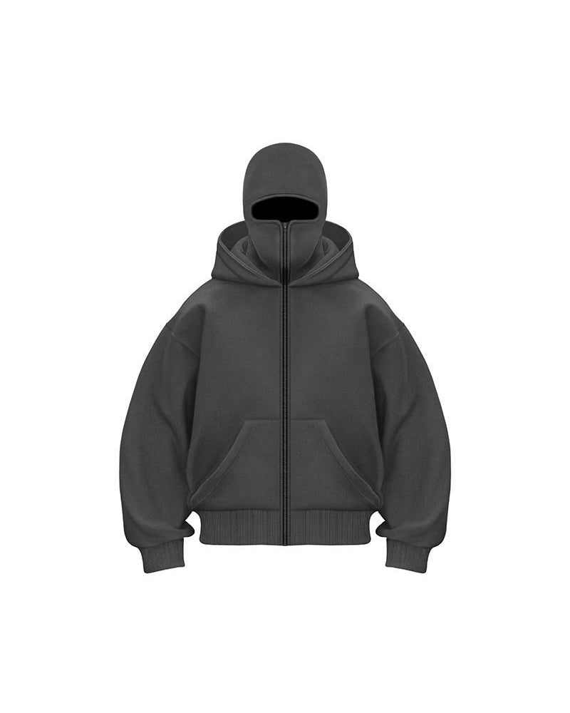 Manteau Sweatshirt Zippé à Double Capuche Unisexe