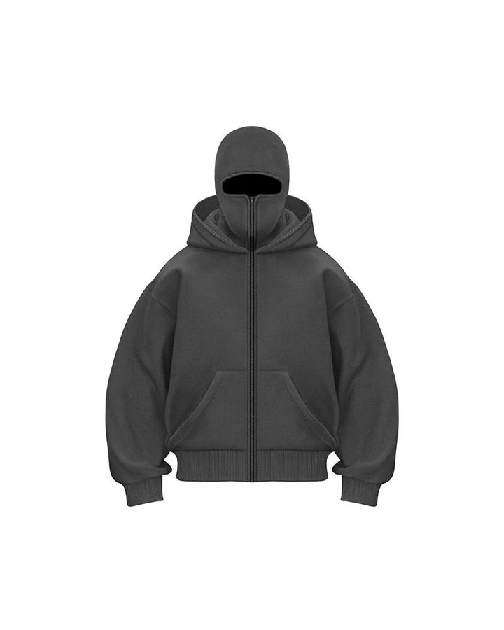 Manteau Sweatshirt Zippé à Double Capuche Unisexe