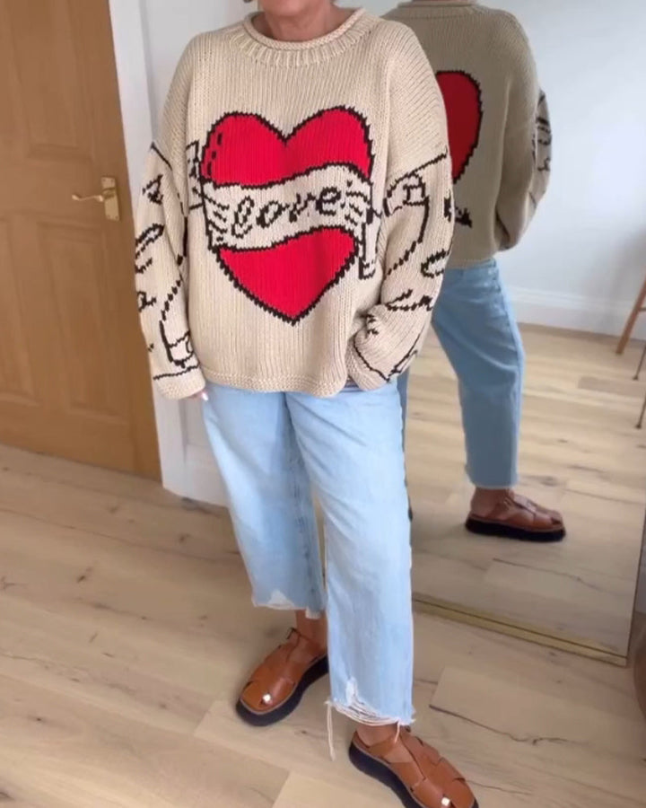 Pull décontracté à motif d'amour