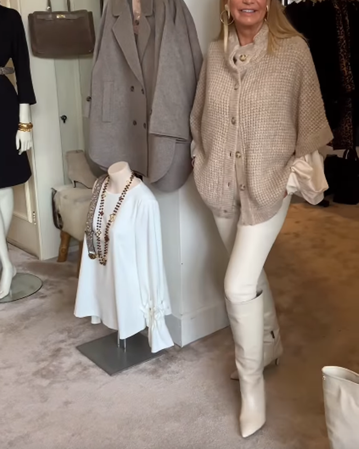 Manteau Maille Nid D'abeille Décontracté Cardigan