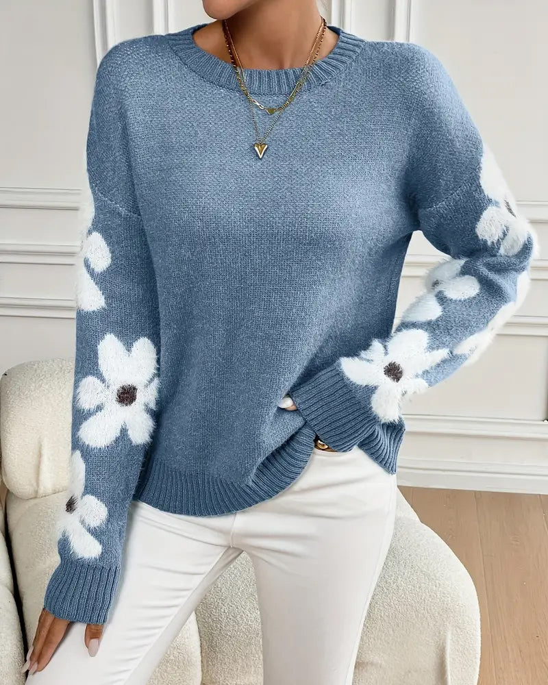 Pull En Peluche À Motif Floral