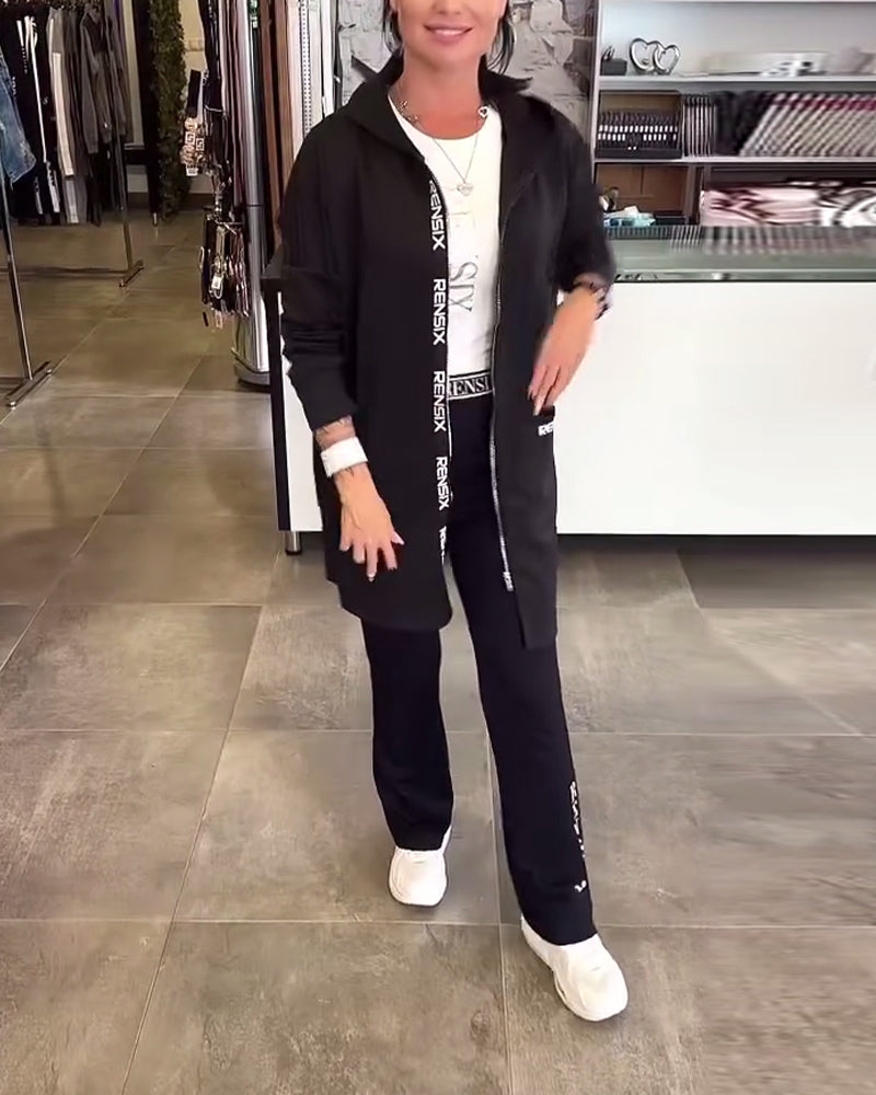 Manteau À Capuche Zippé Mode