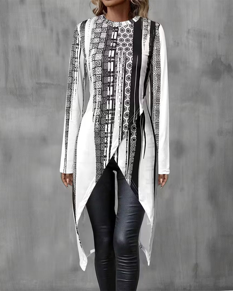 T-Shirt À Col Rond Avec Design Irrégulier