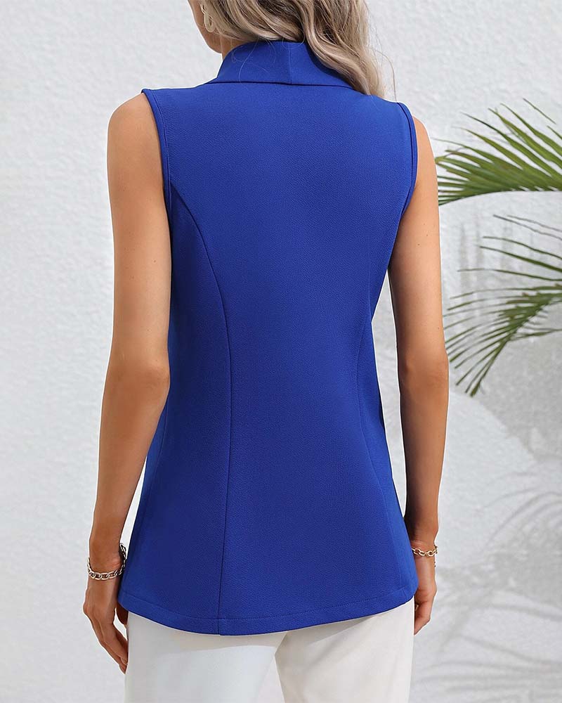 Manteau Cardigan Sans Manches À Bouton Unique