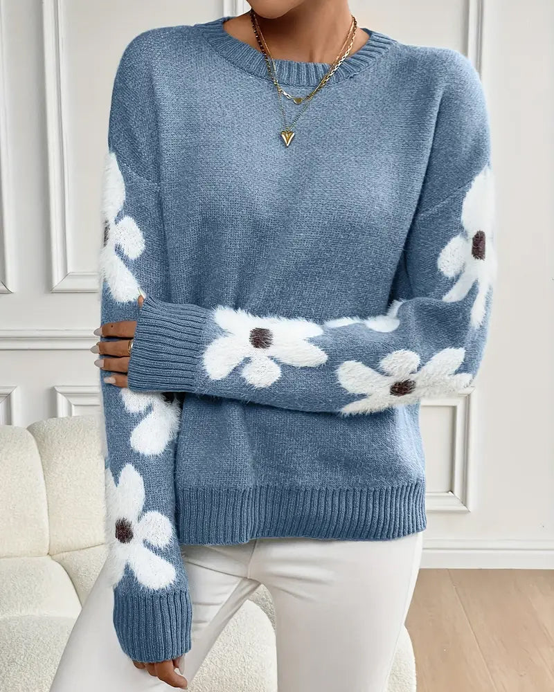 Pull En Peluche À Motif Floral