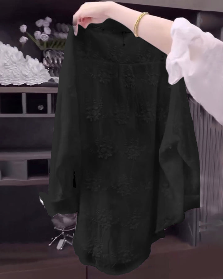 Chemise Uni Brodée Épaules Tombées