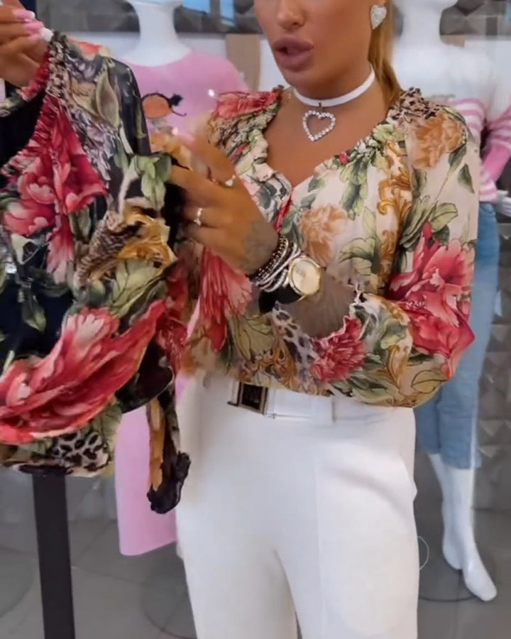 Chemisier Col V Imprimé Fleuri