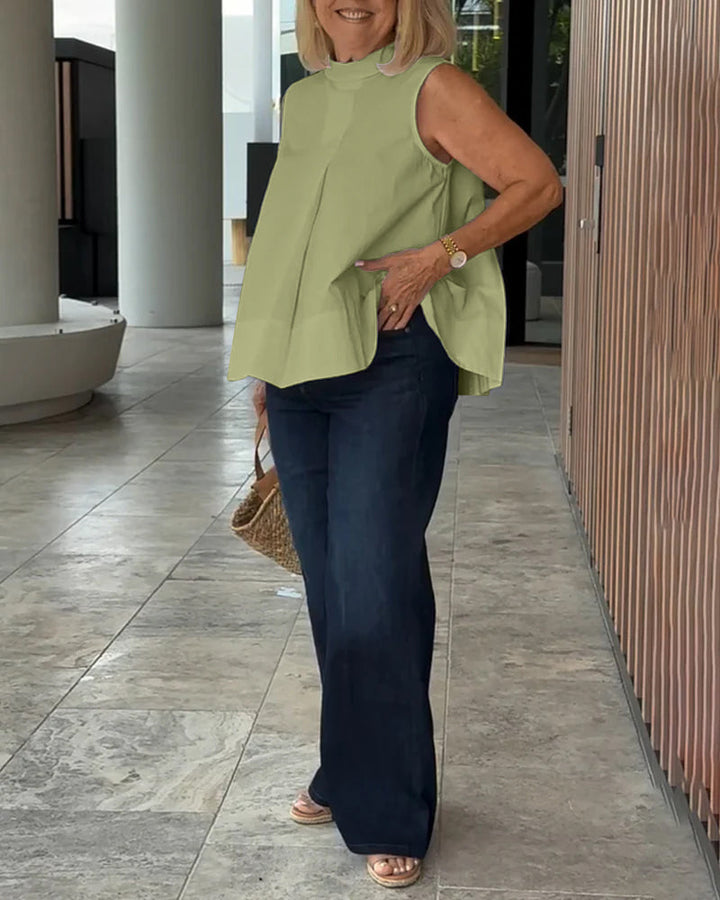 Blouse Sans Manches Unie Simple