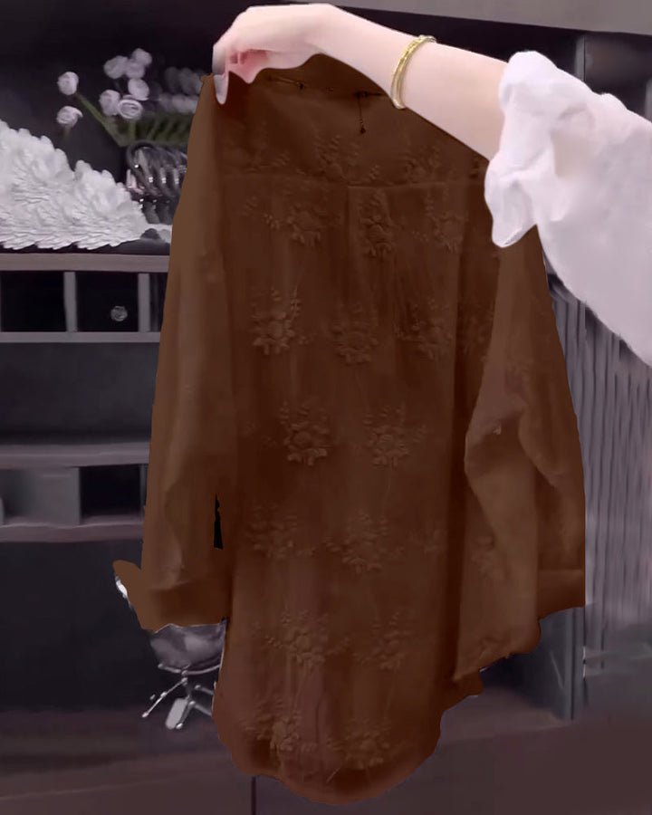 Chemise Uni Brodée Épaules Tombées