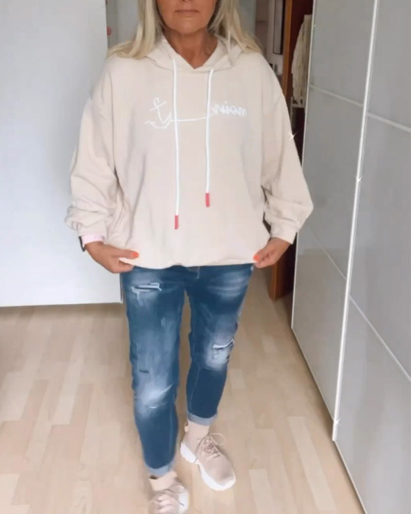 Sweats à capuche amples à imprimé ancre