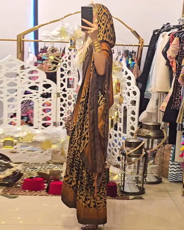 Manteau Manches Chauve-Souris Imprimé Léopard