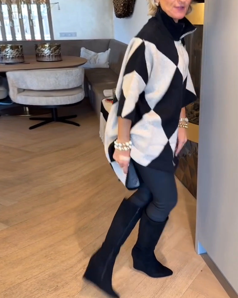 Pull Col Montant Argyle Irrégulier