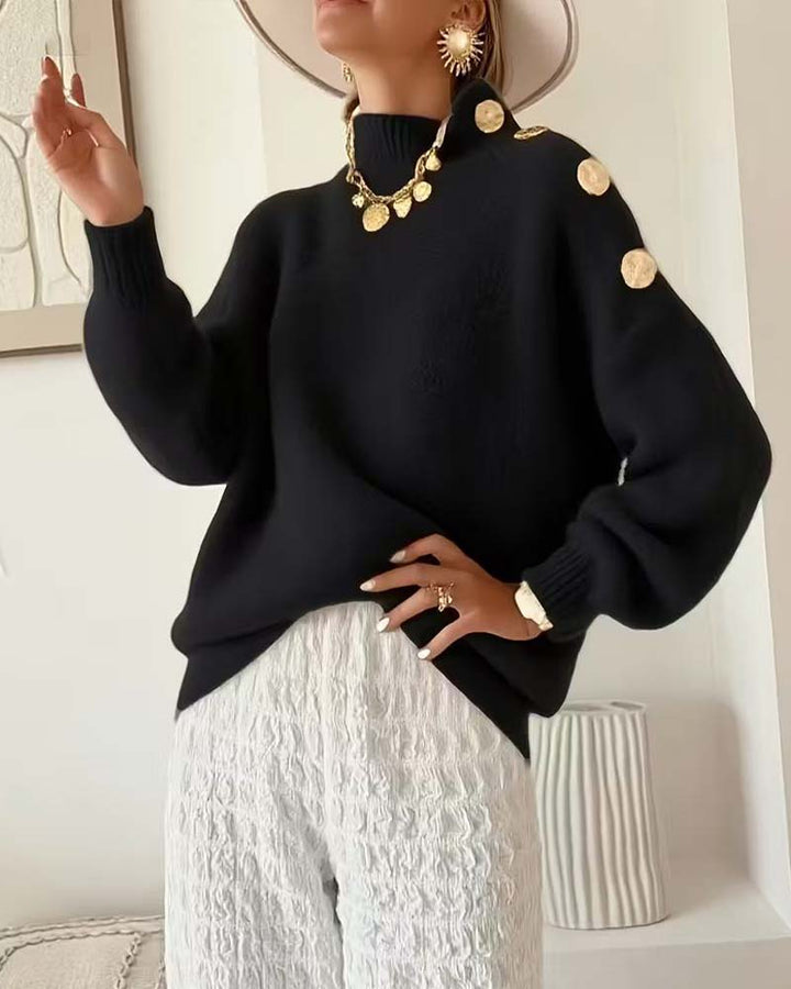 Pull Décontracté À Boutons Métalliques