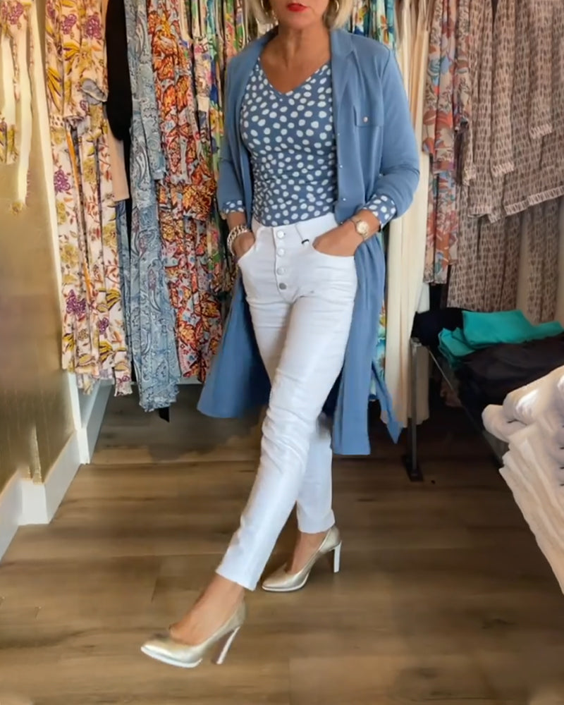 Manteau boutonné avec une couleur unie décontractée