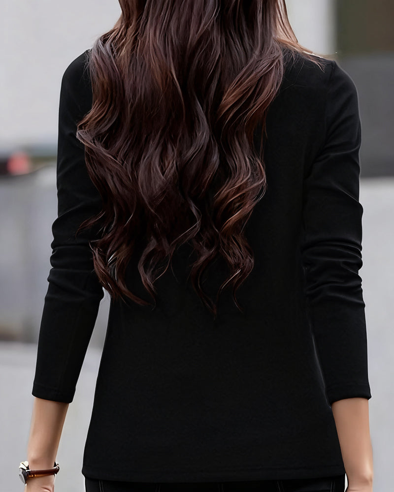 Haut Slim Fit Plissé Manches Longues