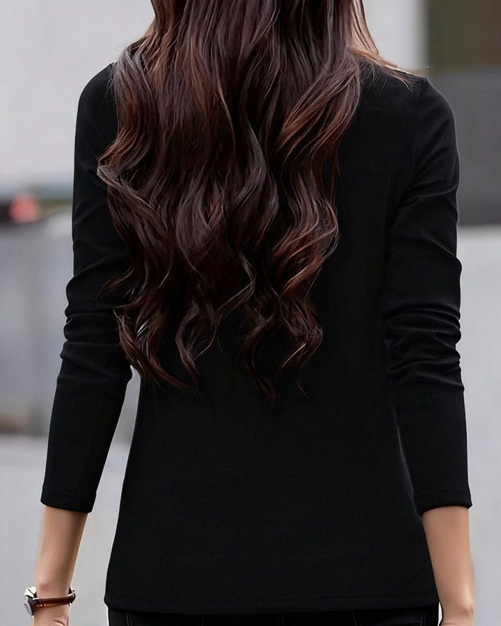 Haut Slim Fit Plissé Manches Longues