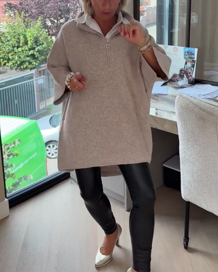 Pull Col Montant Demi-Zip Ample