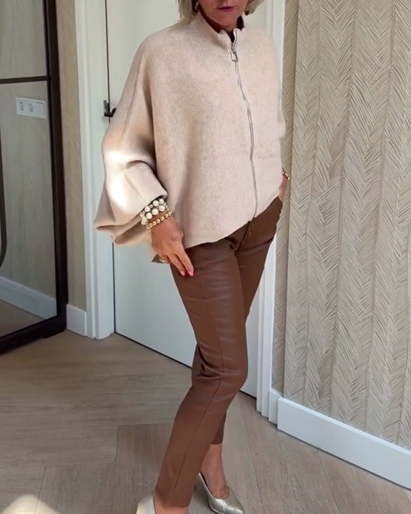 Gilet Col Montant Manches Chauve-Souris