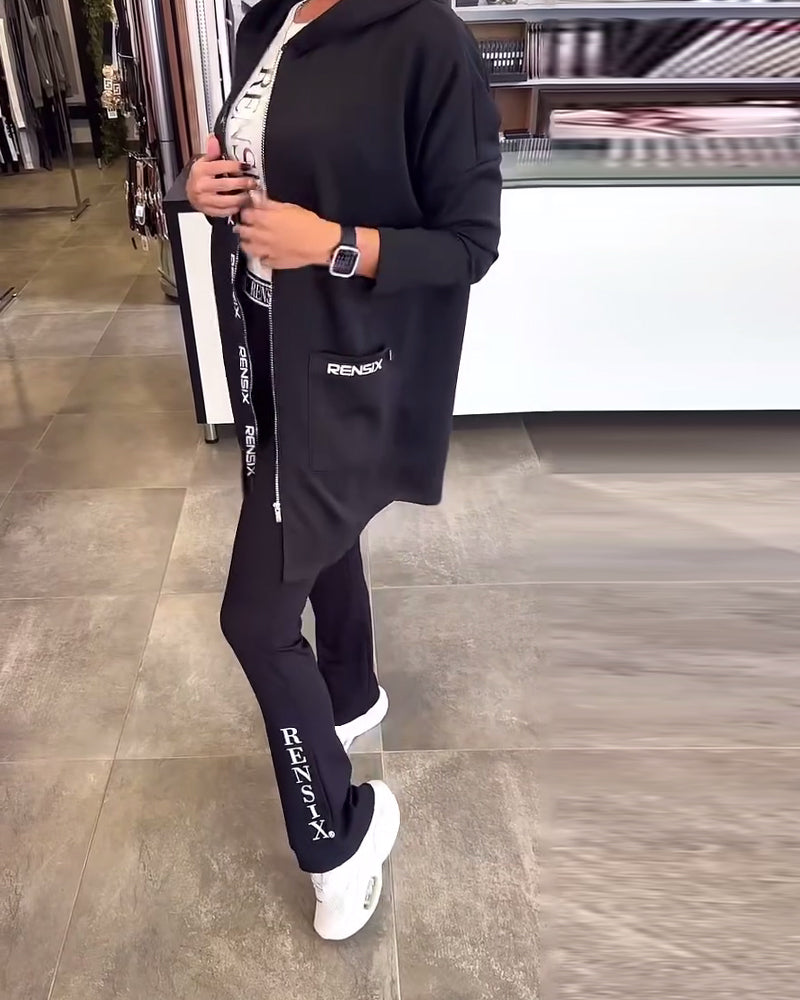 Manteau À Capuche Zippé Mode