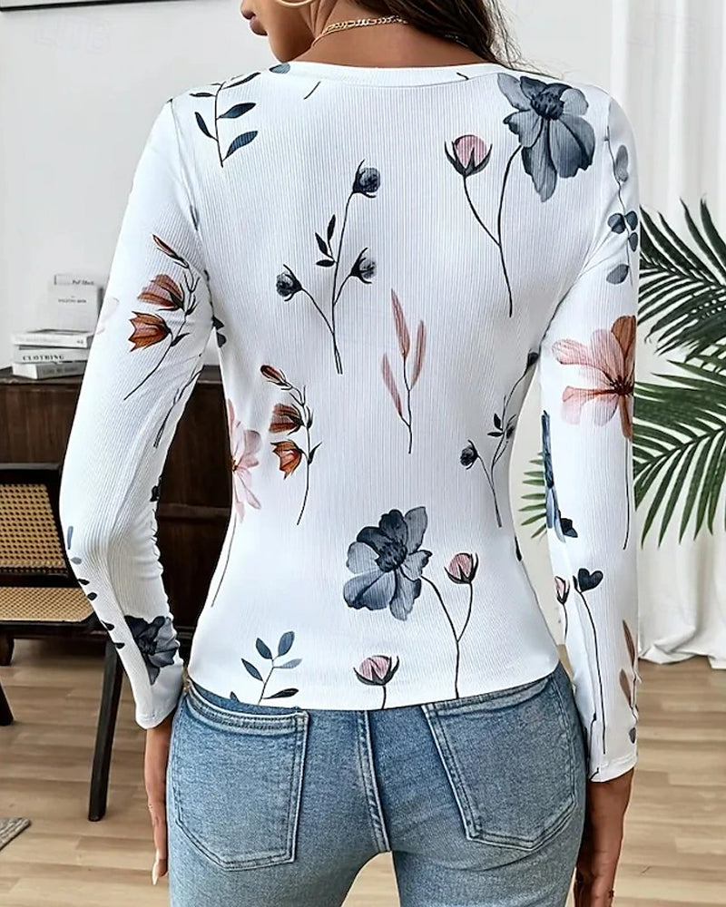 T-Shirt Avec Dessins Floraux Et Design Polyvalent