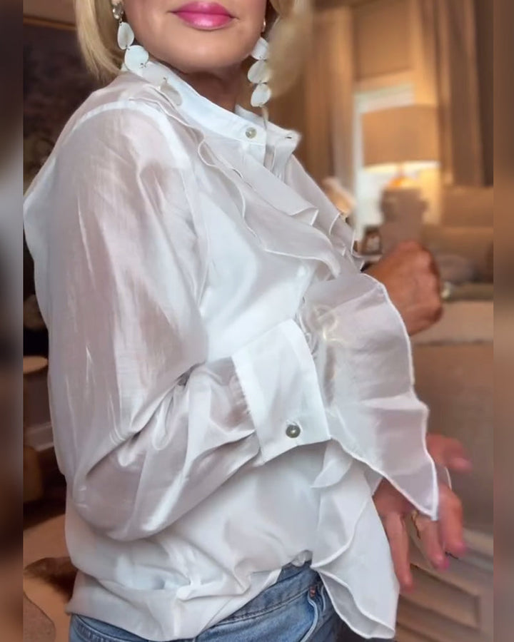 Chemisier élégant de couleur unie à volants