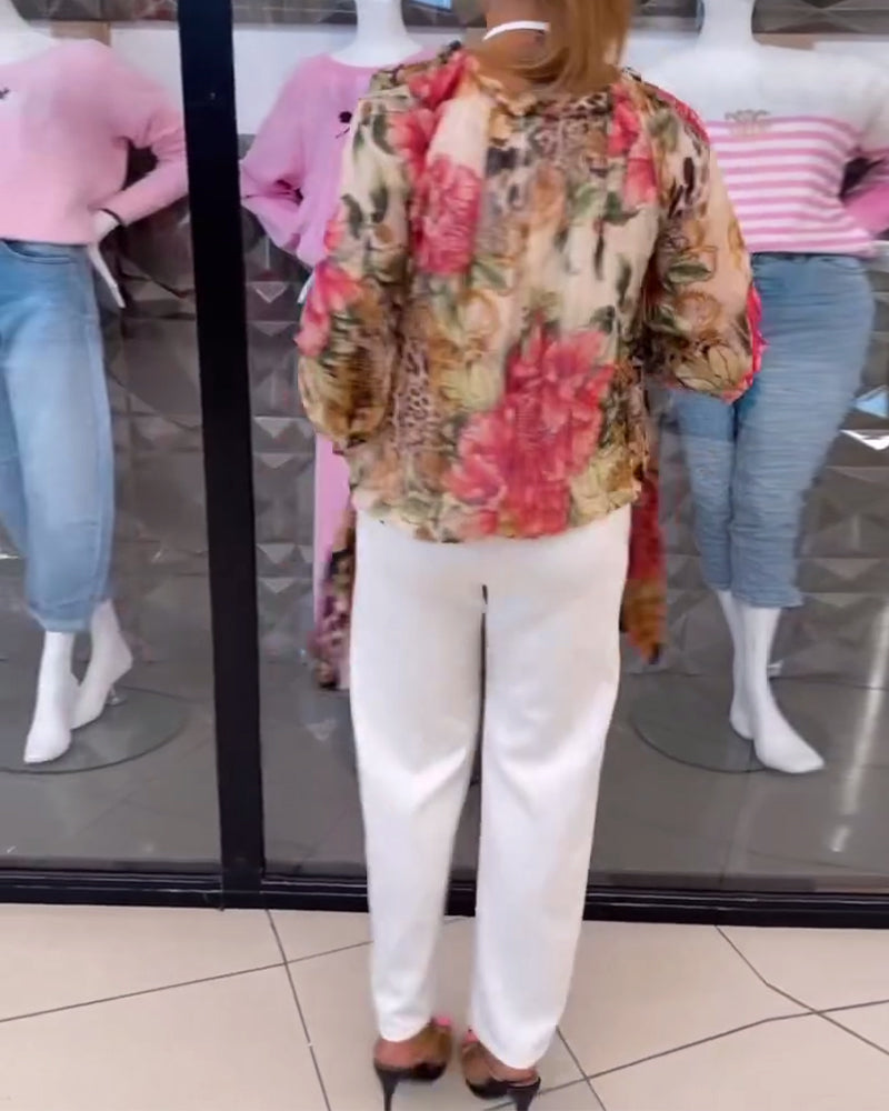 Chemisier Col V Imprimé Fleuri