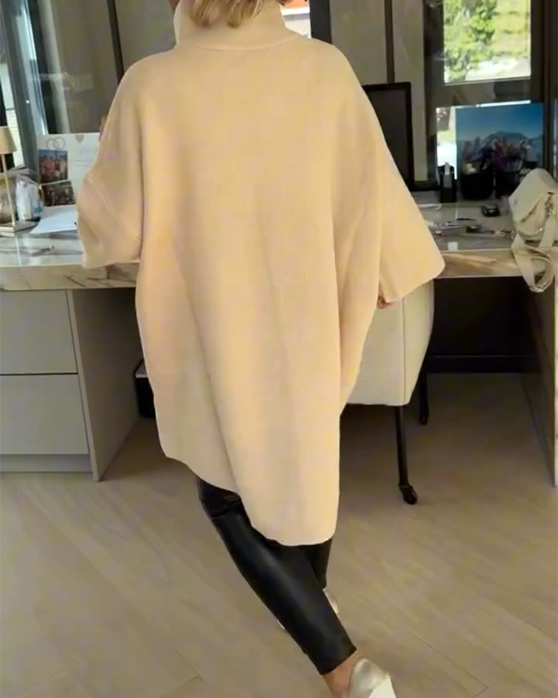 Pull Col Montant Demi-Zip Ample